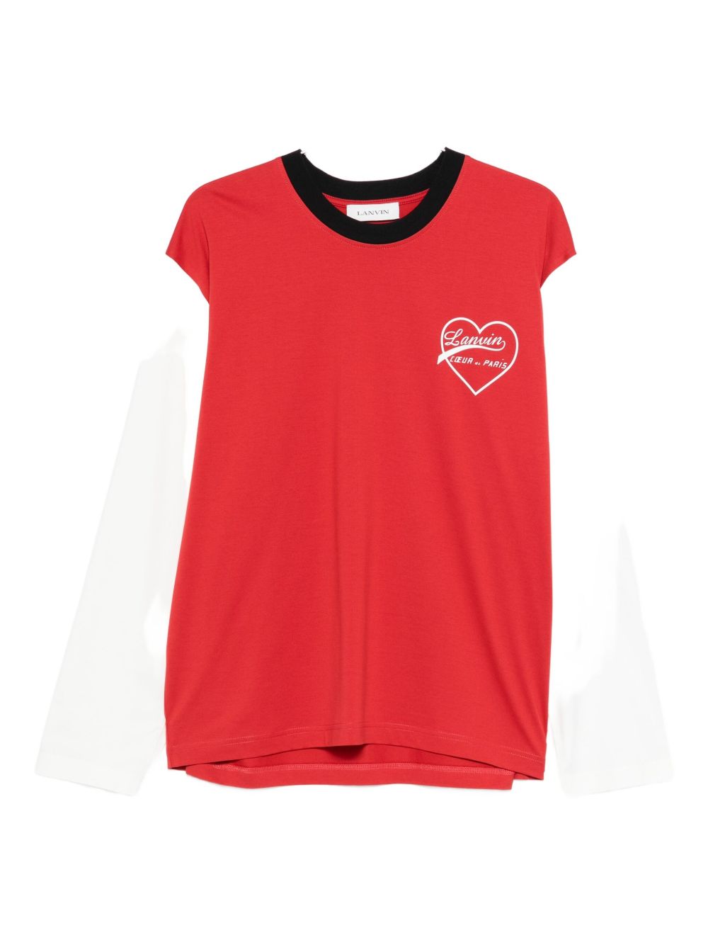Long-Sleeved Cotton T-Shirt with Heart-Shaped Logo
