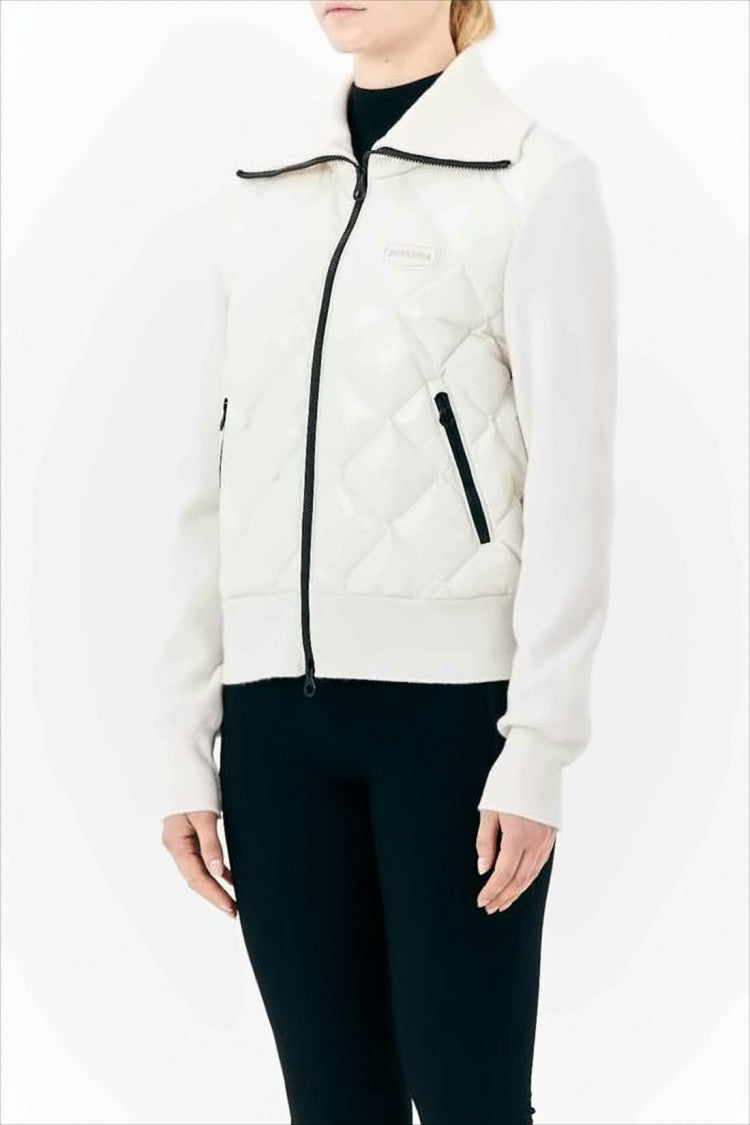 Quilted Front Jacket with Knit Sleeves