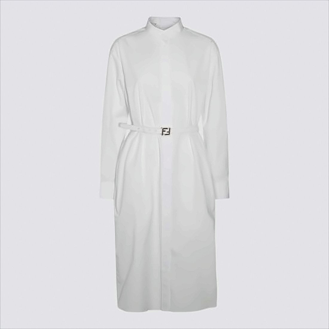 Midi-Length Cotton Shirt Dress with Tailored Silhouette