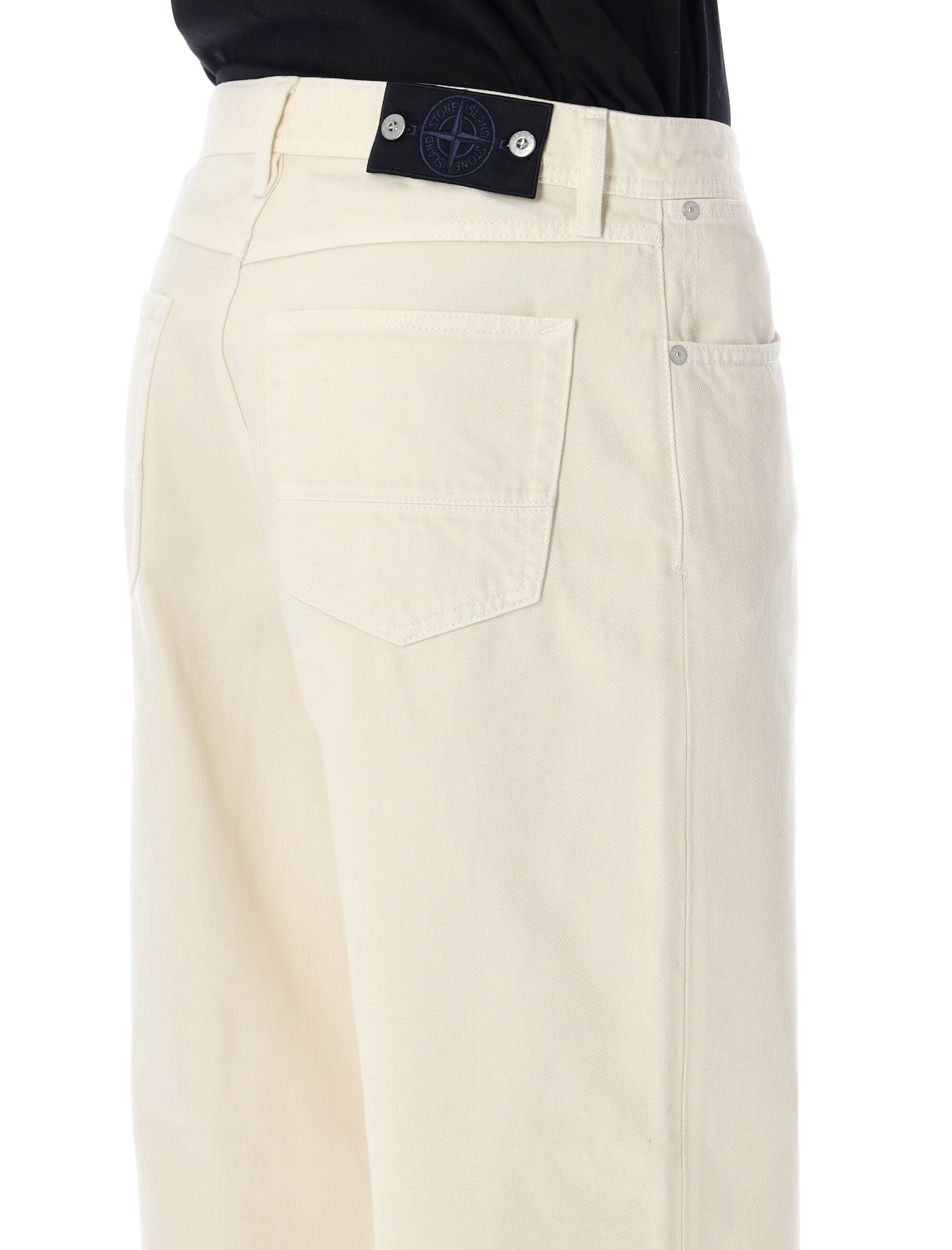 Straight-Leg Ivory Jeans
