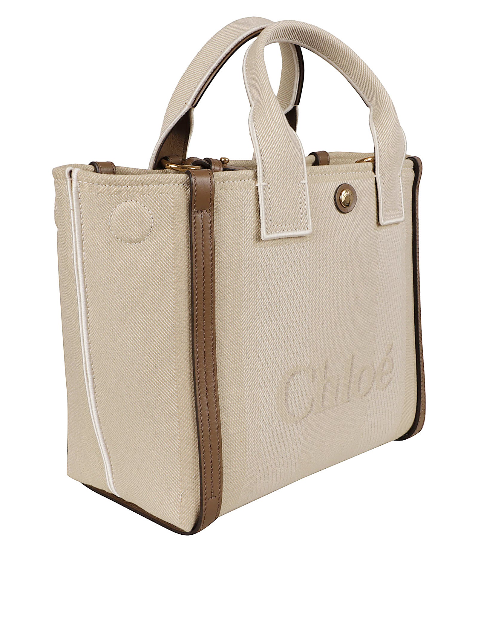 Textured Fabric Bag With Leather Trim