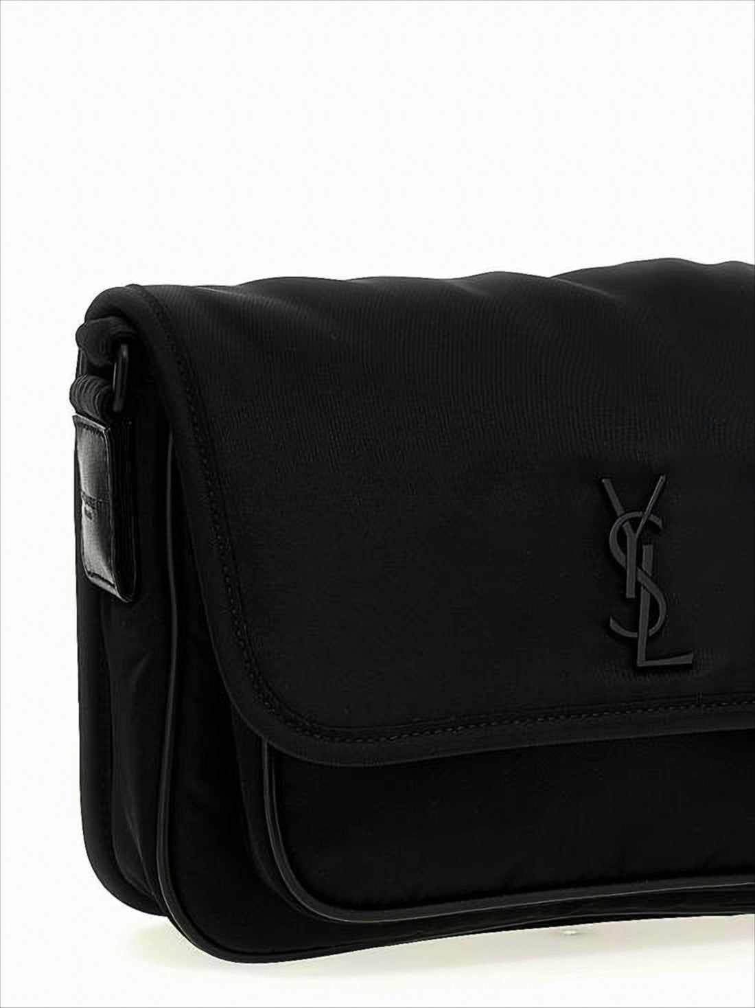 Structured Black Crossbody Bag with Flap Closure