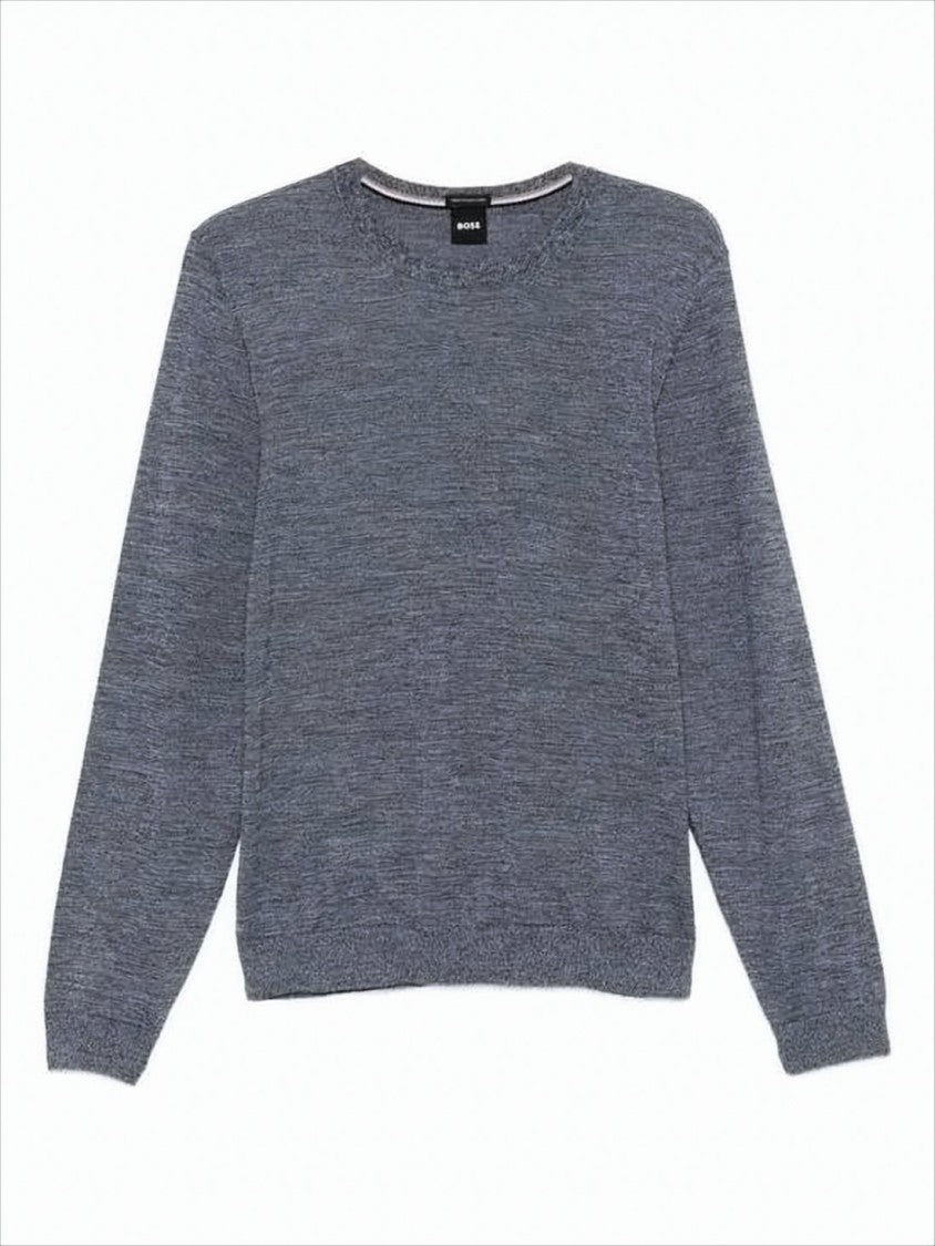 Fine Knit Crew Neck Sweater with Ribbed Cuffs