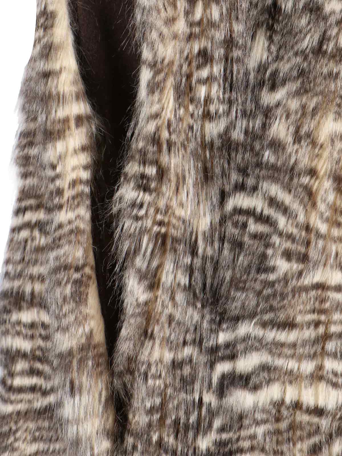 Textured Faux Fur Jacket With Striped Pattern