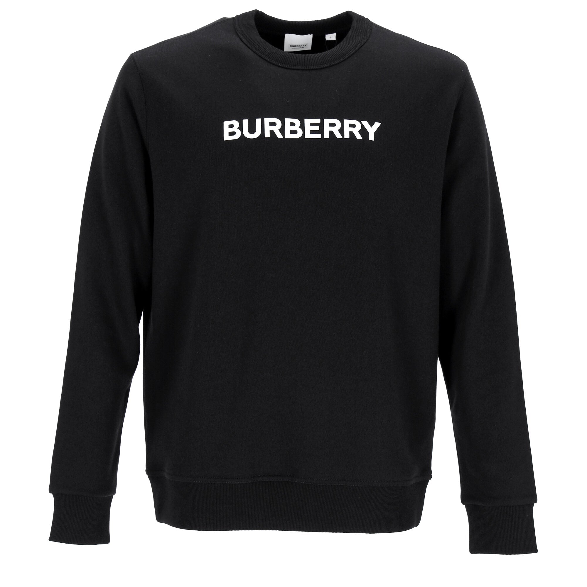 Black Sweatshirt With Bold Logo Print And Ribbed Detailing
