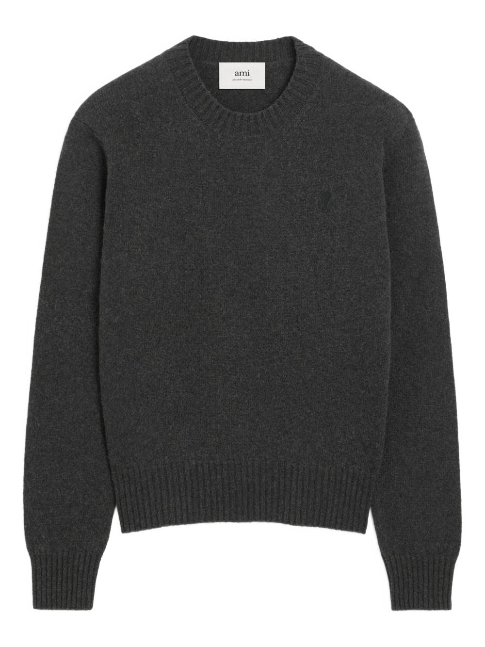 Charcoal Grey Crew Neck Sweater With Logo Embroidery