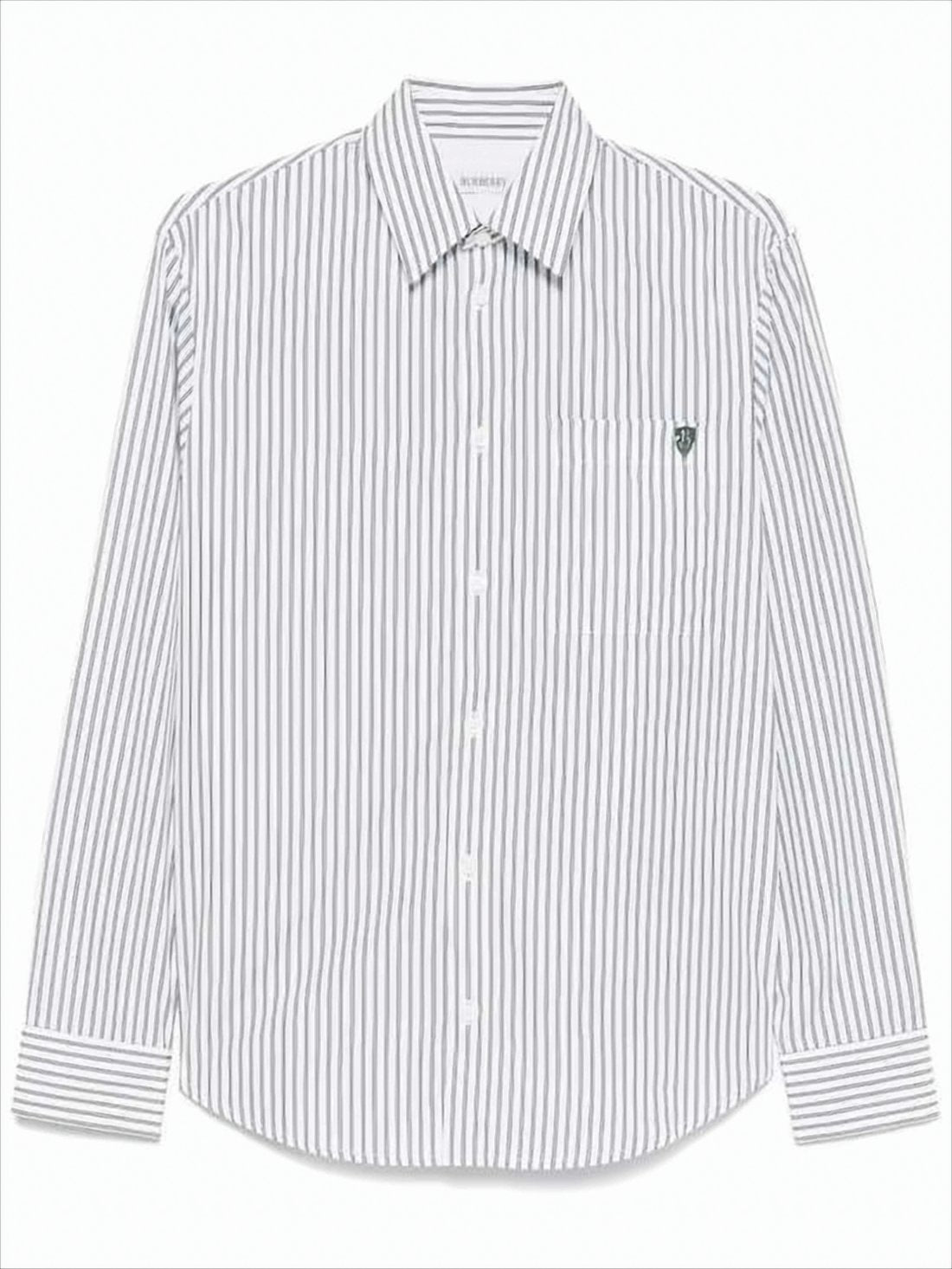 Long-Sleeve Button-Up Shirt with Vertical Stripes