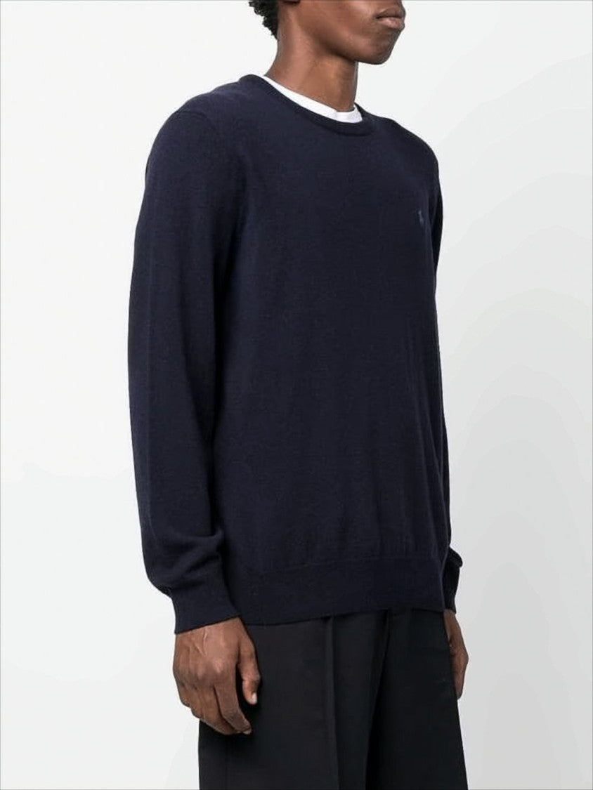 Fine-Knit Wool Sweater with Classic Crew Neckline