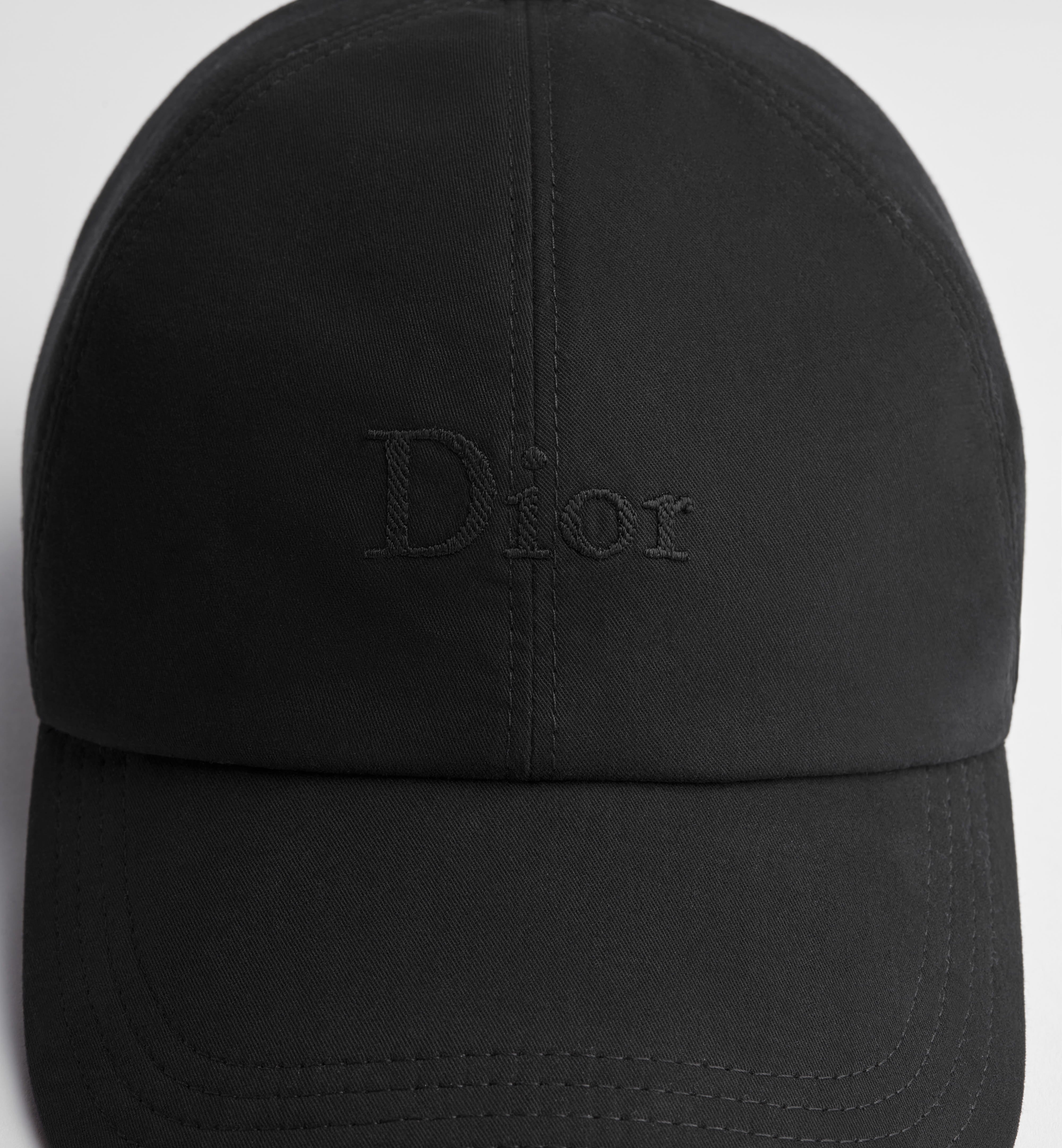 Curved Brim Black Baseball Cap With Tonal Embroidery
