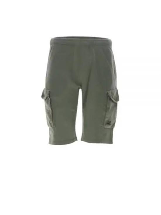Mid-Thigh Length Green Shorts With Flap Pockets