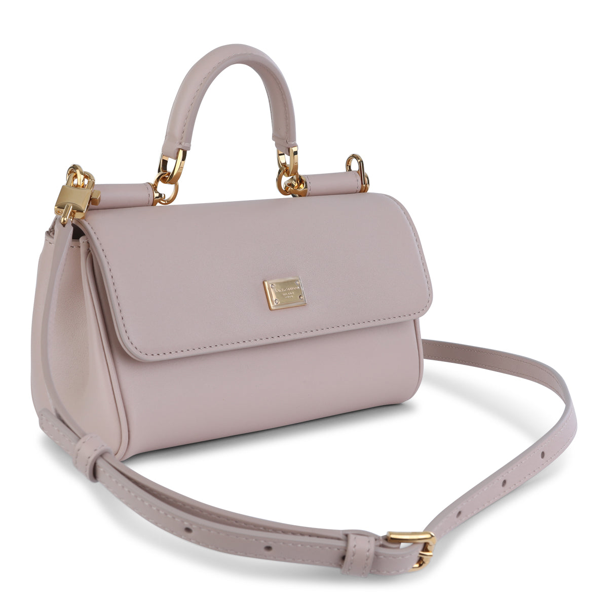 Structured Nude Leather Top Handle Bag