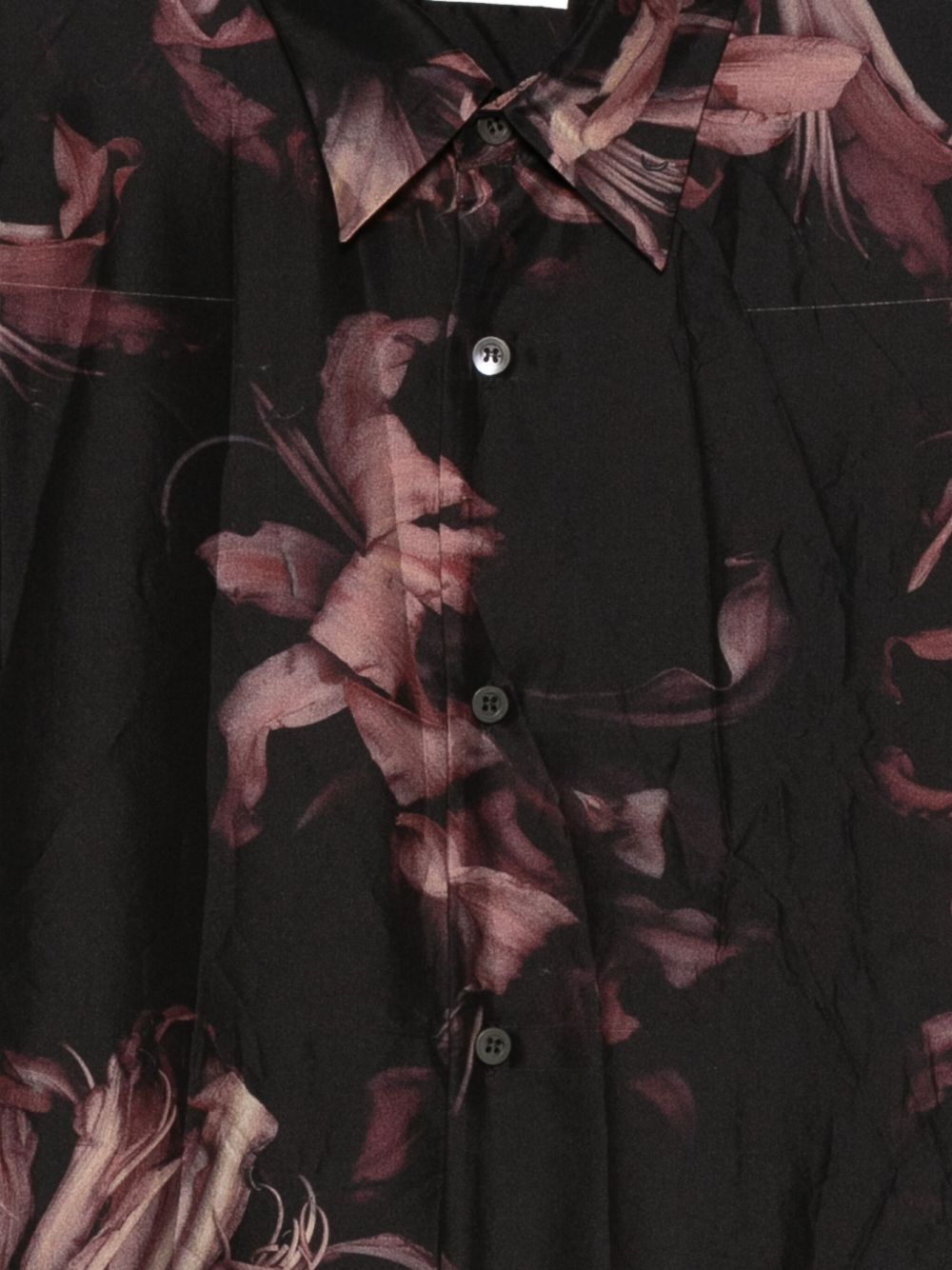 Short-Sleeved Silk Shirt with Floral Print