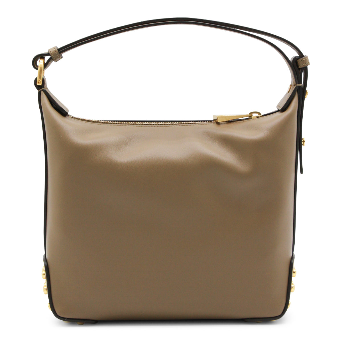 Dove Grey Leather Shoulder Bag