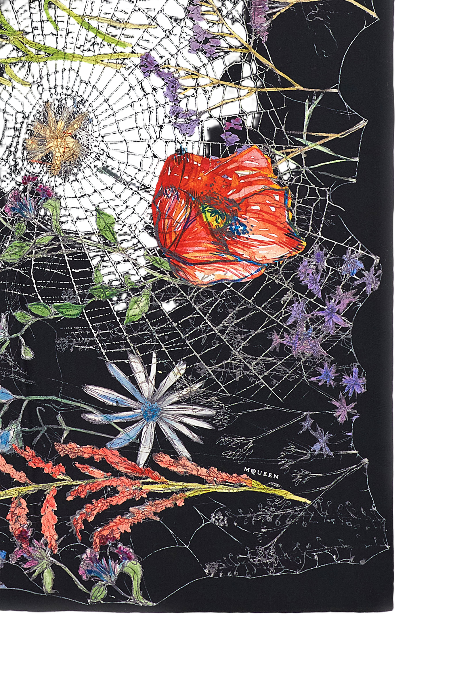 SPIDER FLORAL SILK SCARF