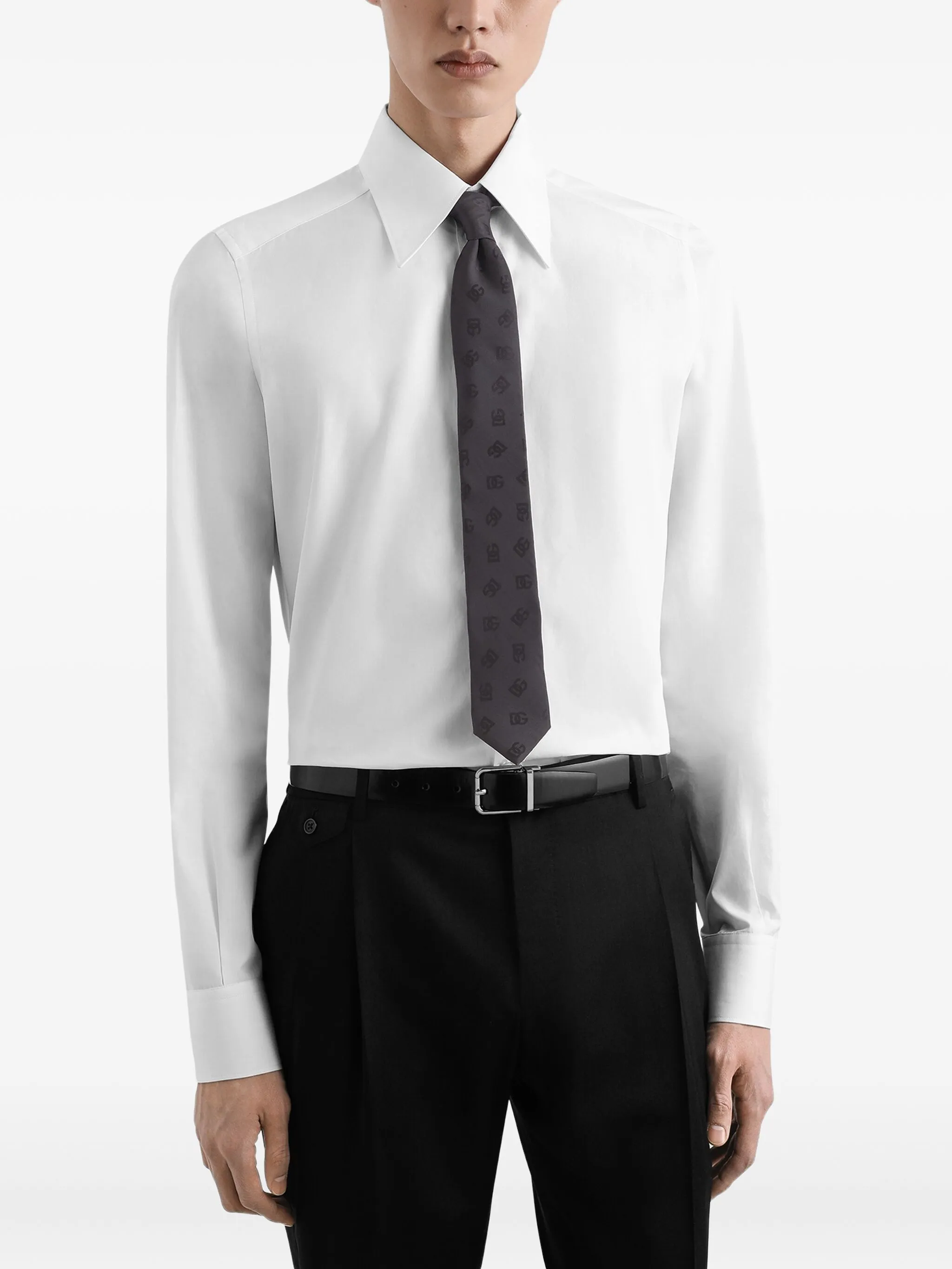 Slim Black DG Jacquard Silk Tie