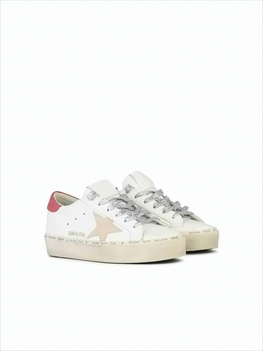 Low-Top Sneakers with Beige Star and Distressed Finish