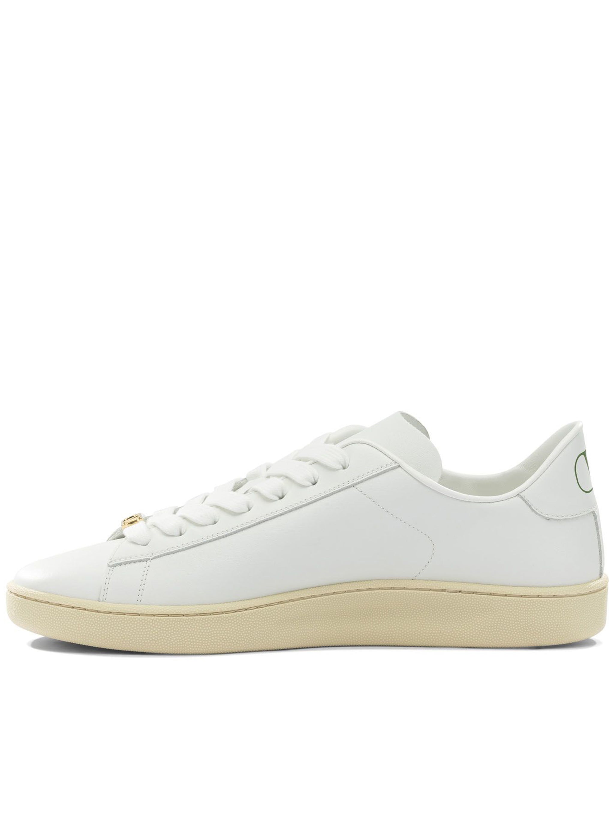 White Minimalist Smooth Leather Low-Top Sneakers