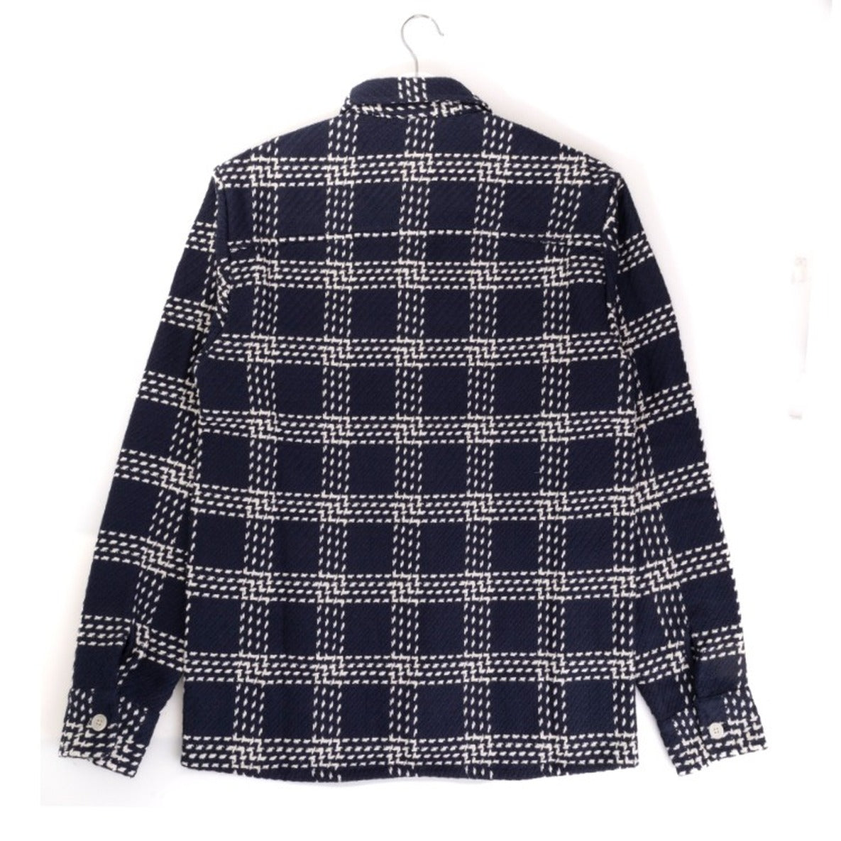 Navy Check Design Button-Up Shirt