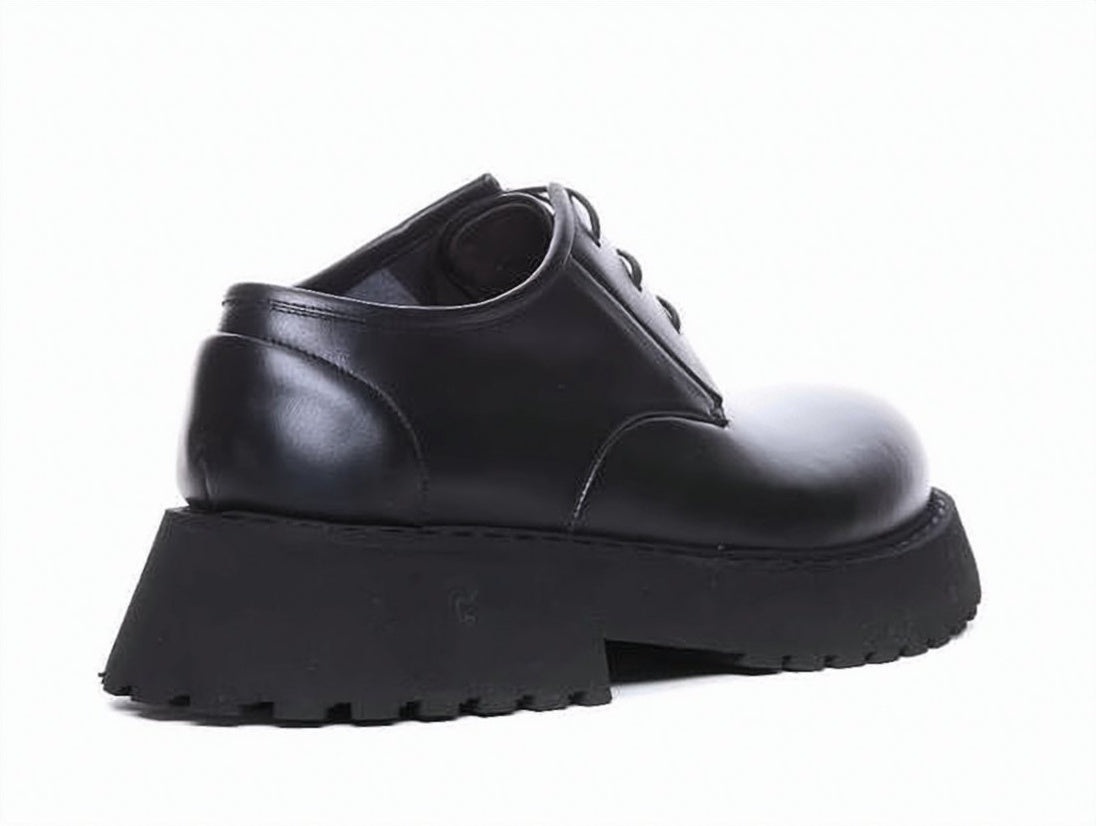 Rounded Toe Lace-Up Shoes with Thick Rubber Sole