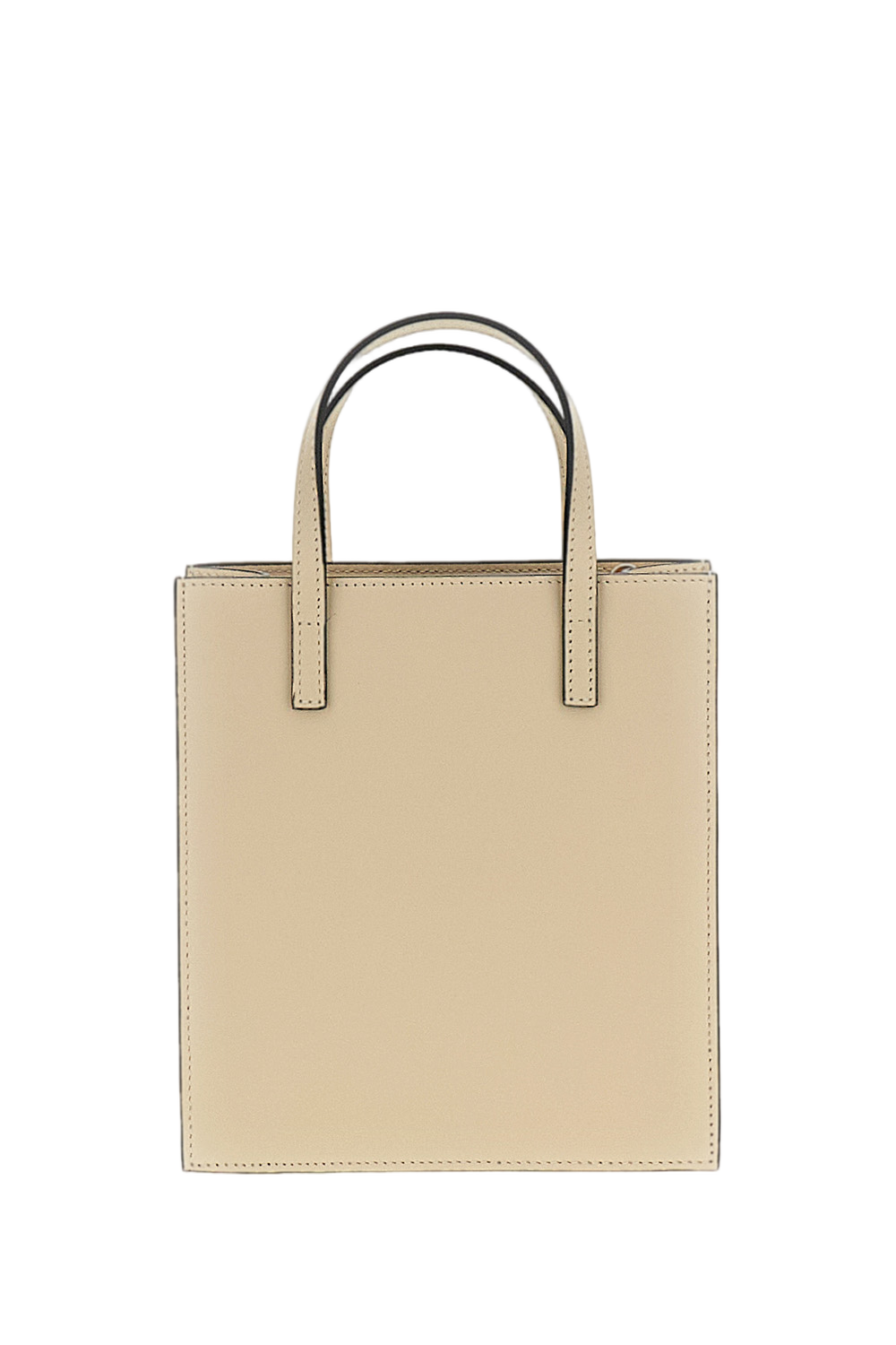 White Pocket M Leather Top Handle Bag