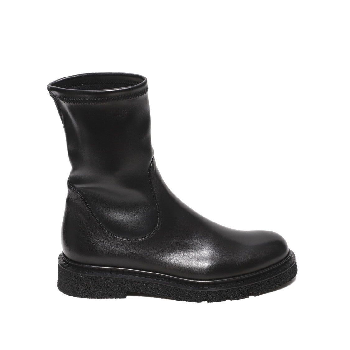Buty na kostkę ze streczowej czarnej skóry nappa