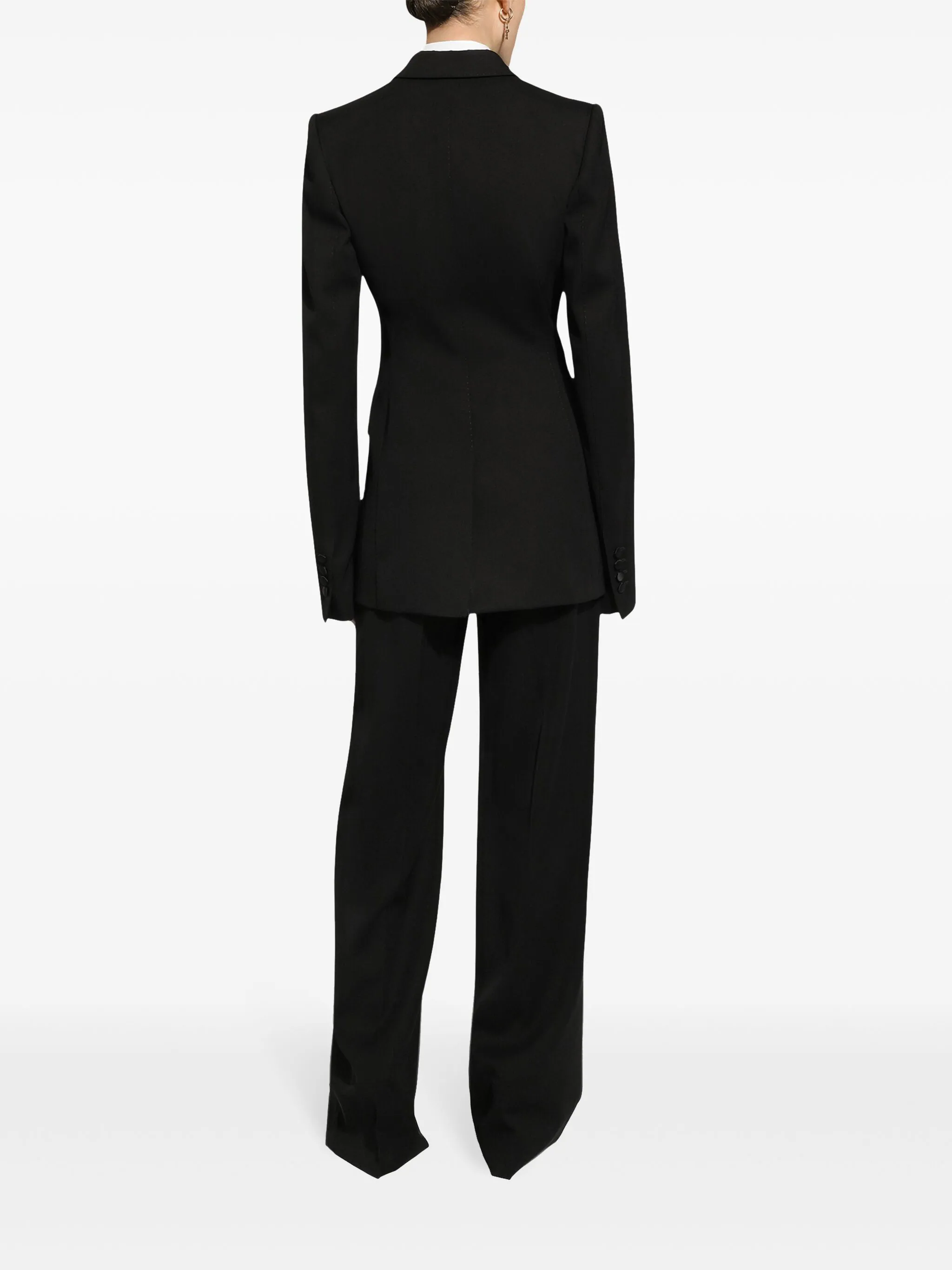 Double-Breasted Black Silk Virgin Wool Blazer