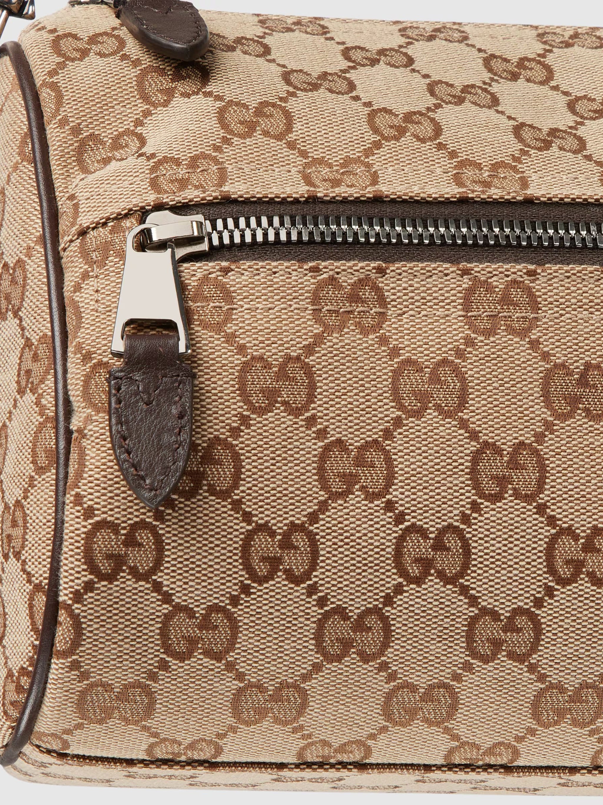 Beige Cylindrical GG Canvas Monogram Bag