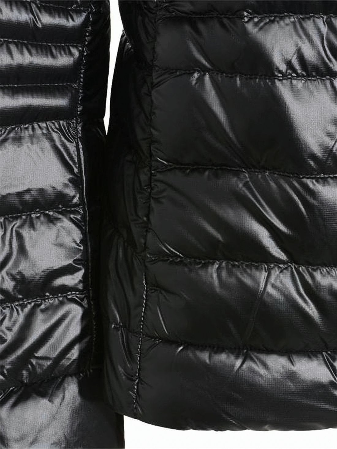 Fitted Black Down Jacket with Quilted Design