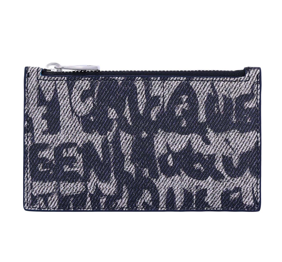 Textured Calf Leather Wallet with Zip Closure