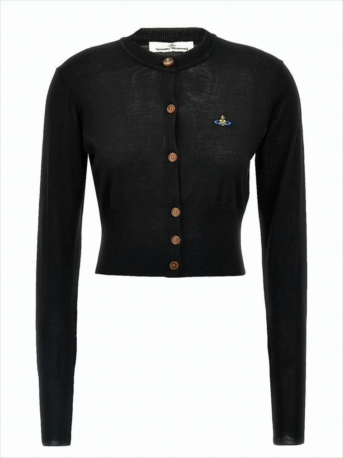 Cropped Black Cardigan with Button-Down Front