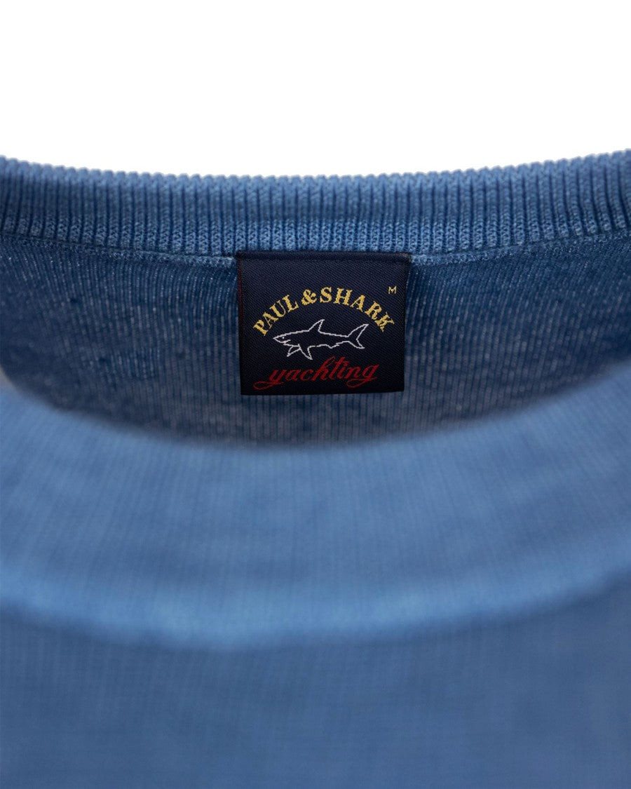 Light Blue Extrafine Wool Crew Neck