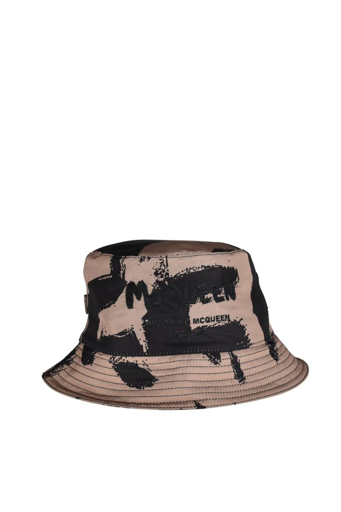 Beige And Black Graffiti Print Bob Hat