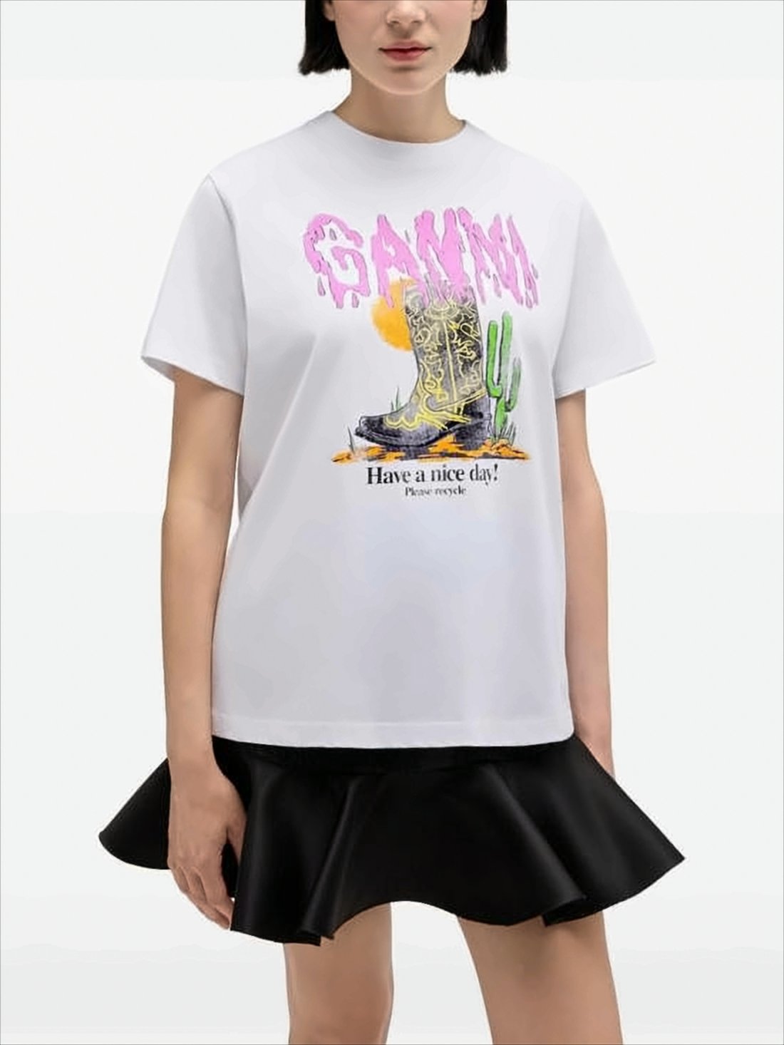 Graphic Print White Short-Sleeved T-Shirt