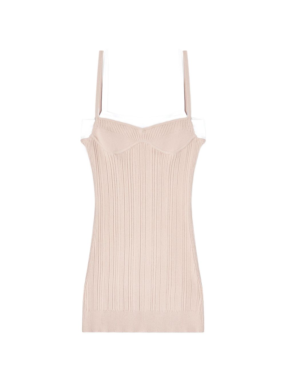 Ribbed Knit Bodycon Dress With Thin Straps