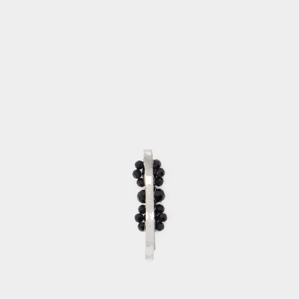 Mini Flower Hair Clip - Crystal - Black