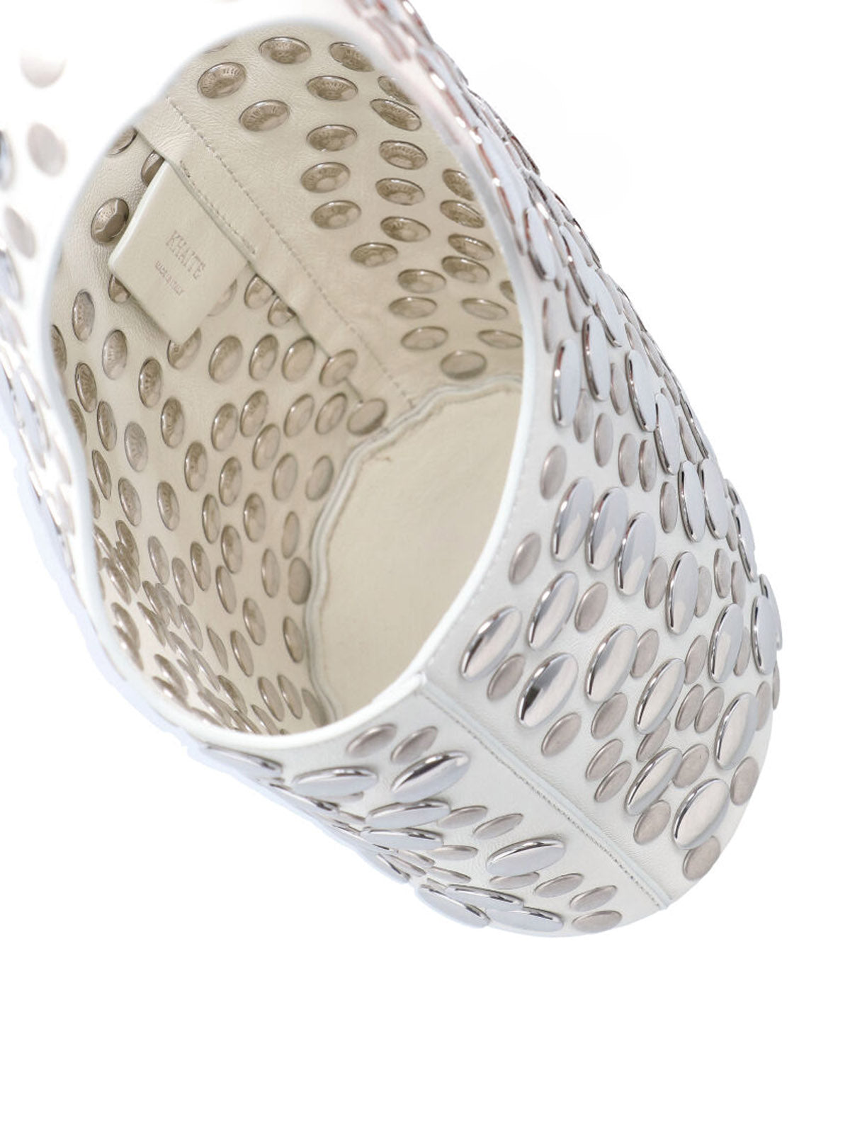 White Livia Small Studs Leather Tote