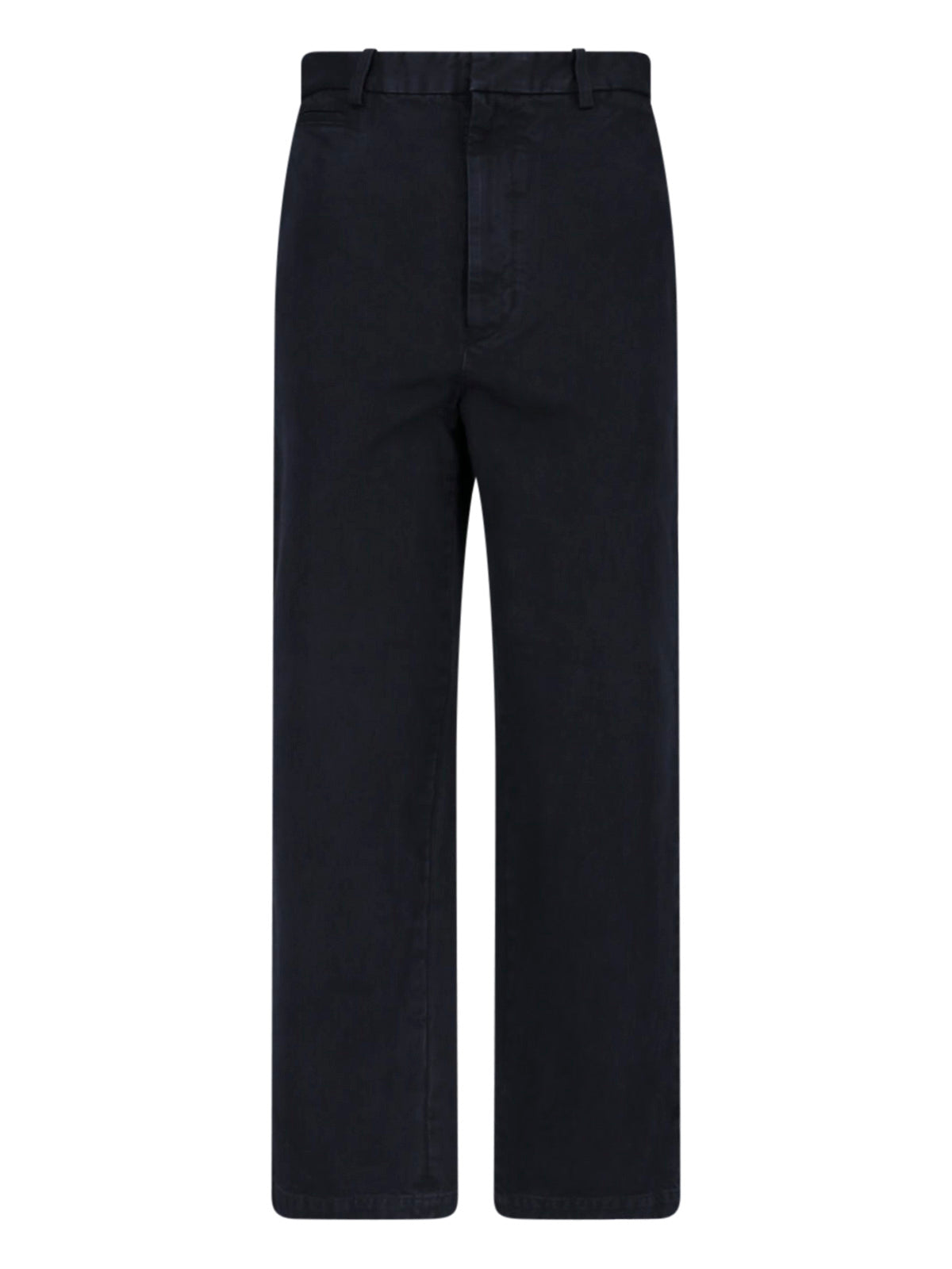 Black Straight-Leg Mid-Rise Tailored Trousers