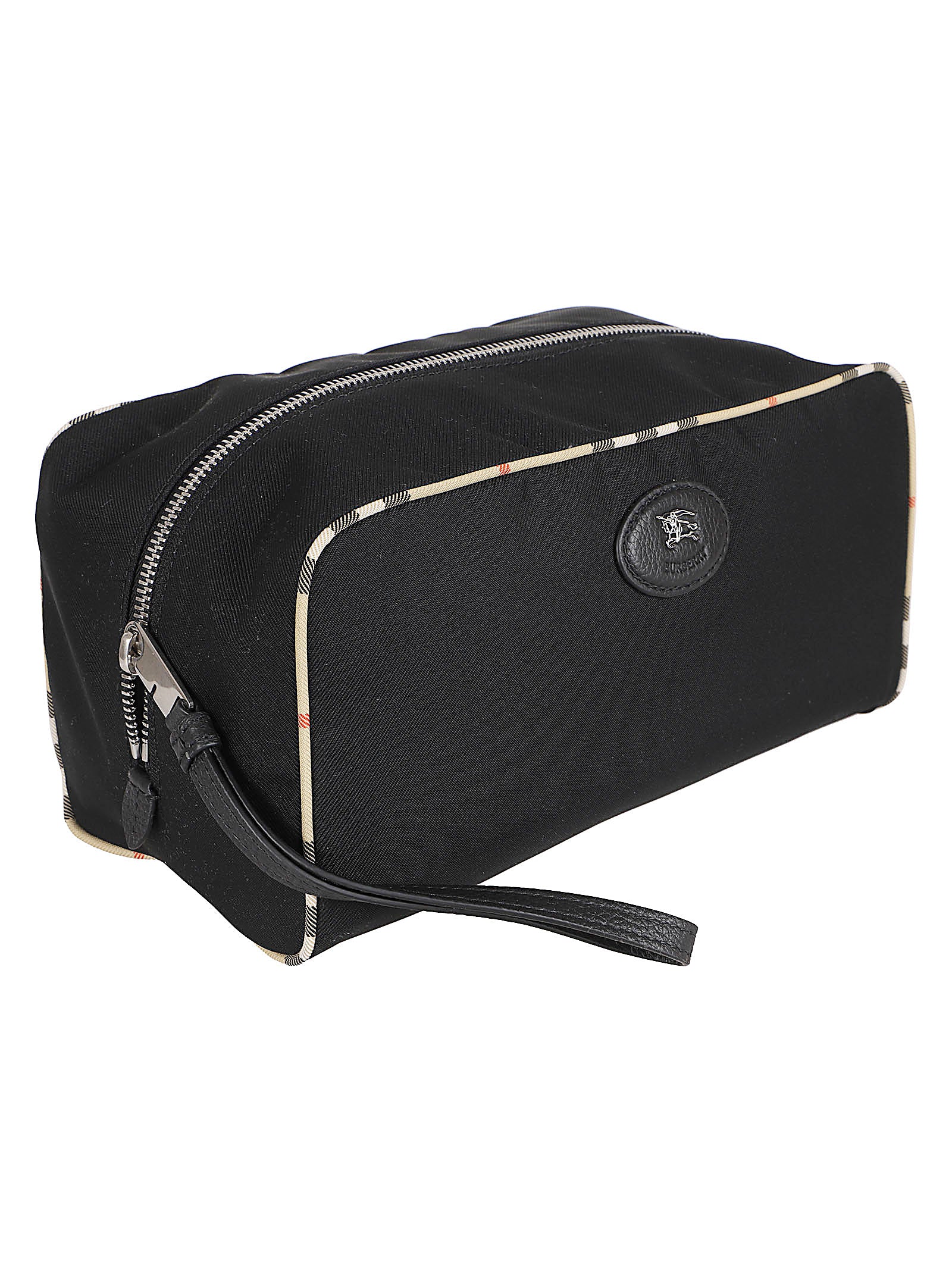 Rectangular Black Polyester Bag with Plaid Trim