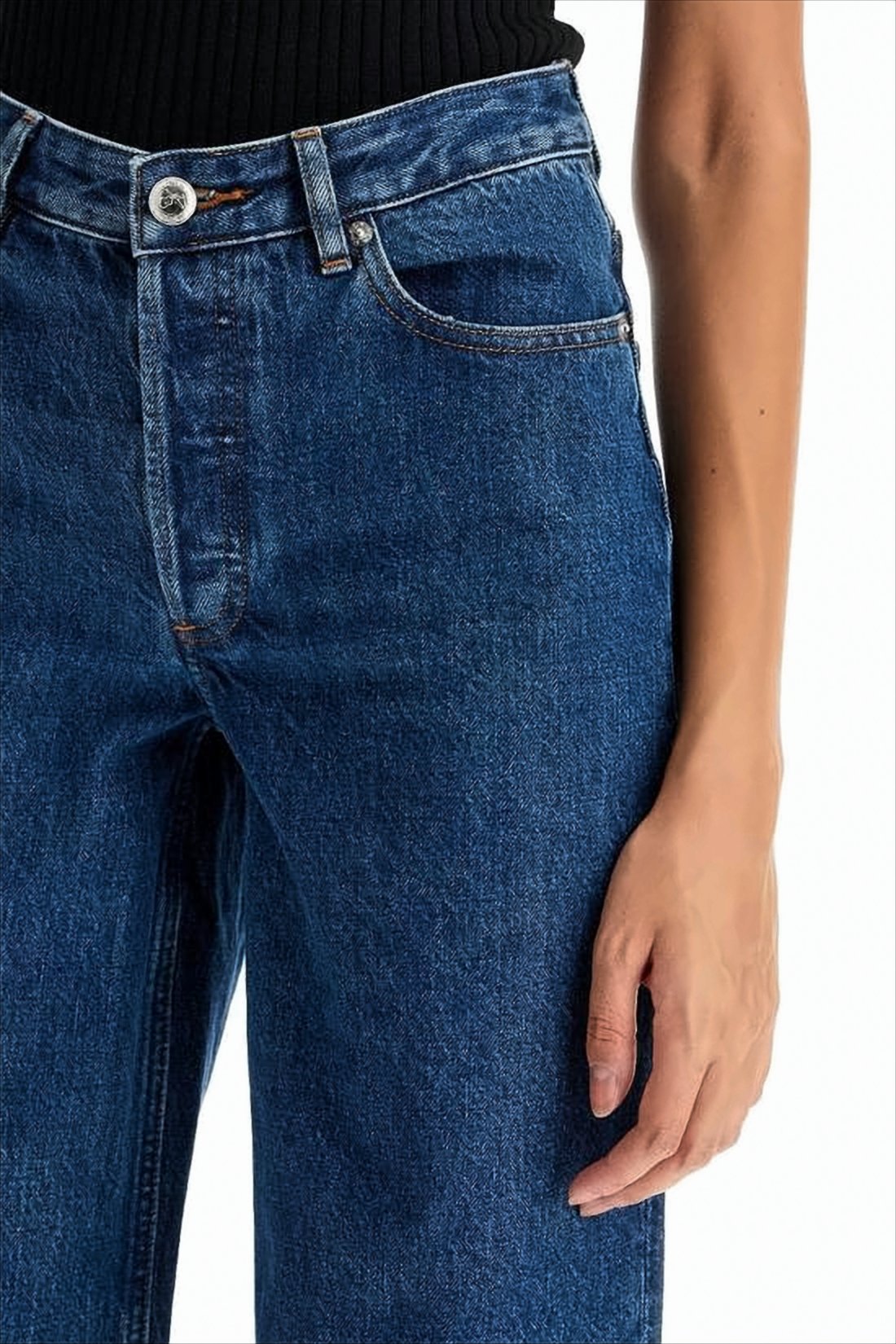 High-Waisted Wide-Leg Denim Pants