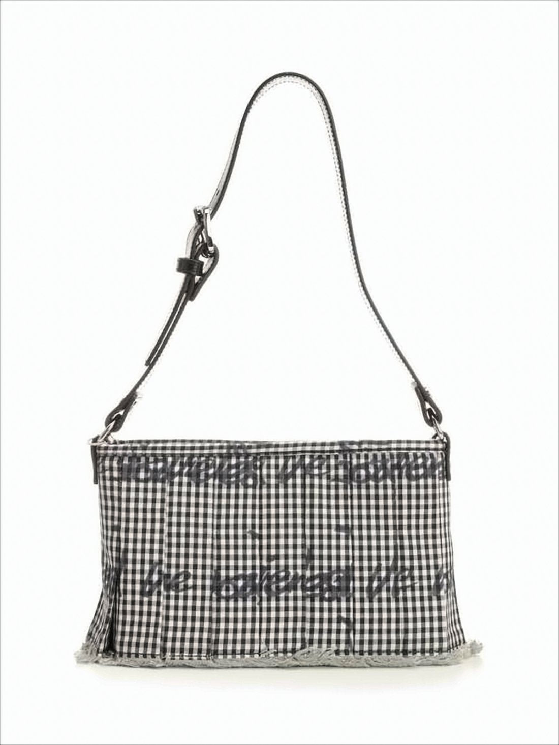 Rectangular Gingham Pattern Shoulder Bag