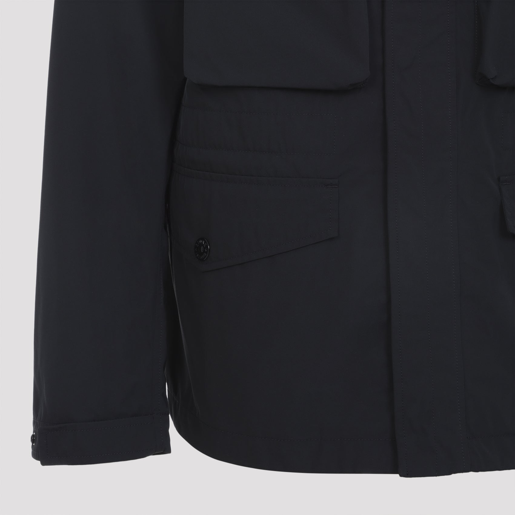 Casual Black Jacket With High Collar