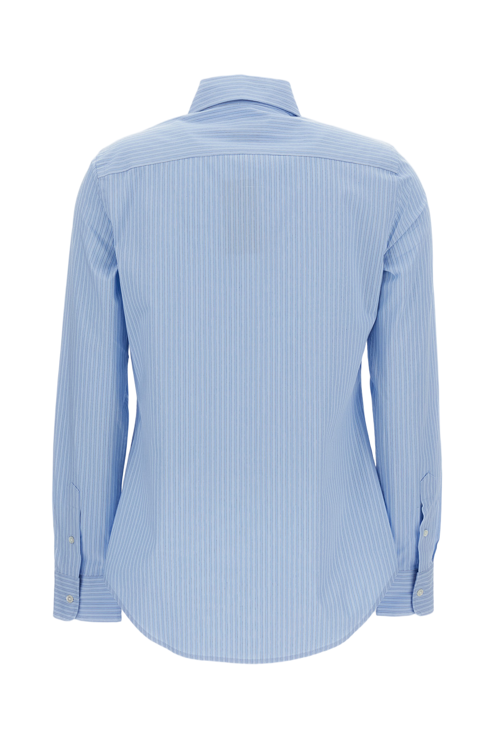 Light Blue Vertical Striped Stretch Cotton Shirt