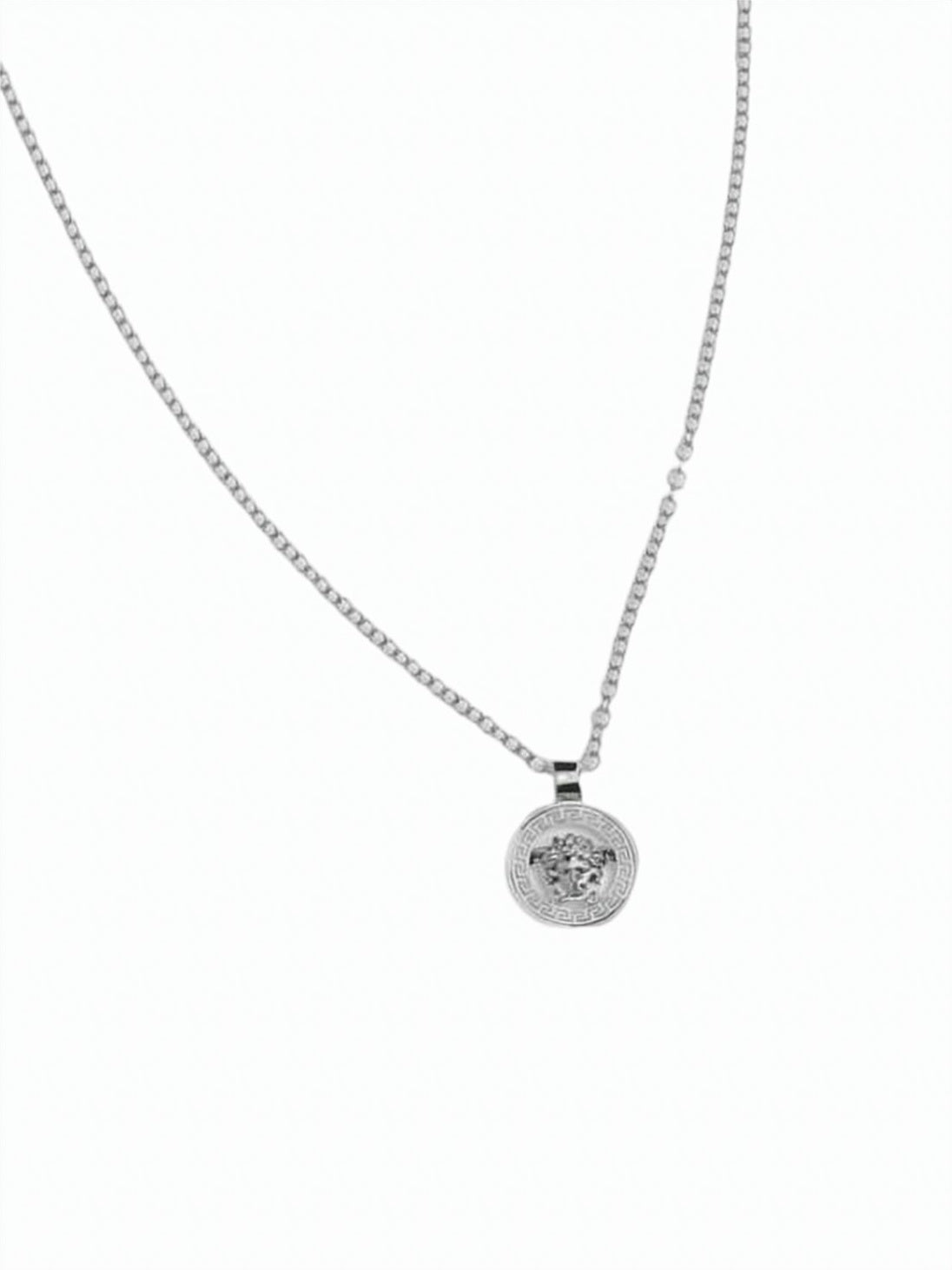 Silver-tone Metal Necklace with Medusa Pendant