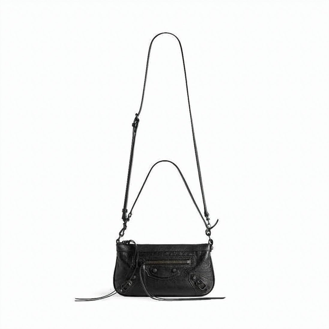 Rectangular Lambskin Leather Pouch with Decorative Studs