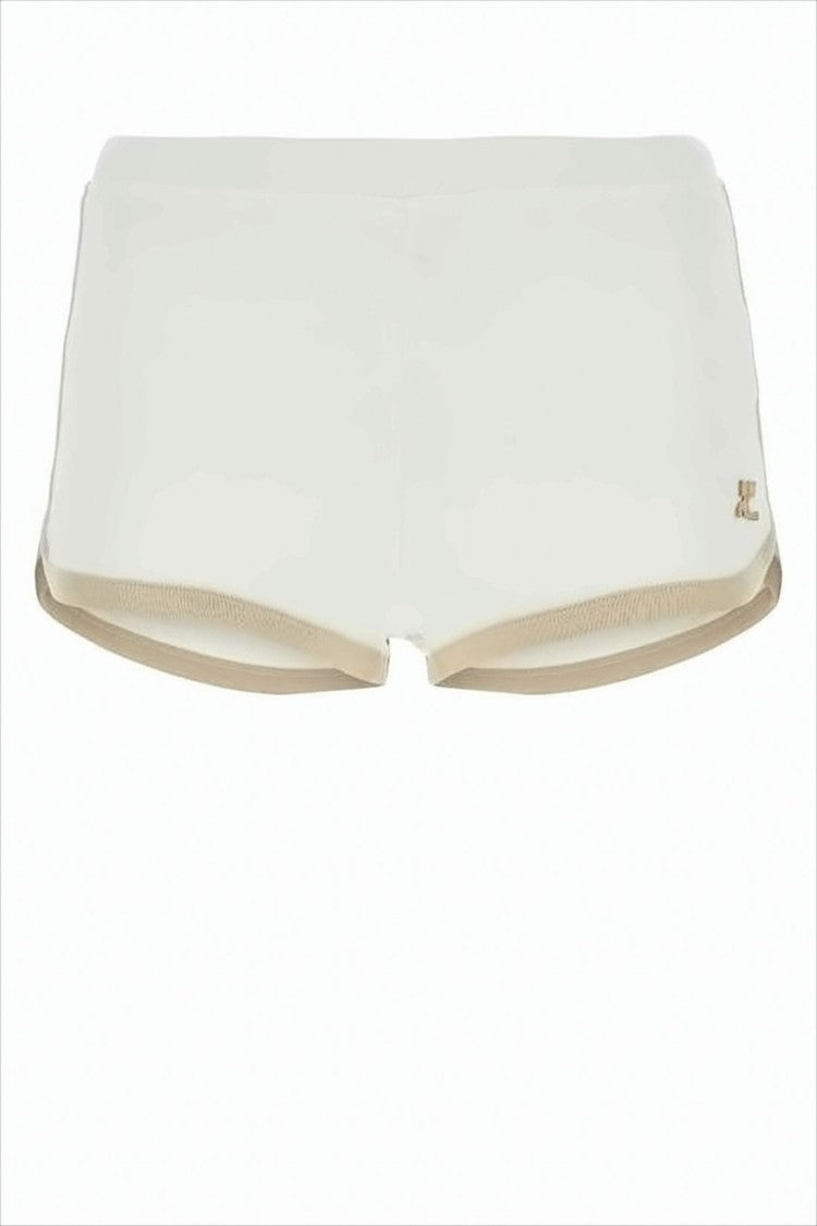 Low-Rise White Shorts with Contrasting Hem Trim