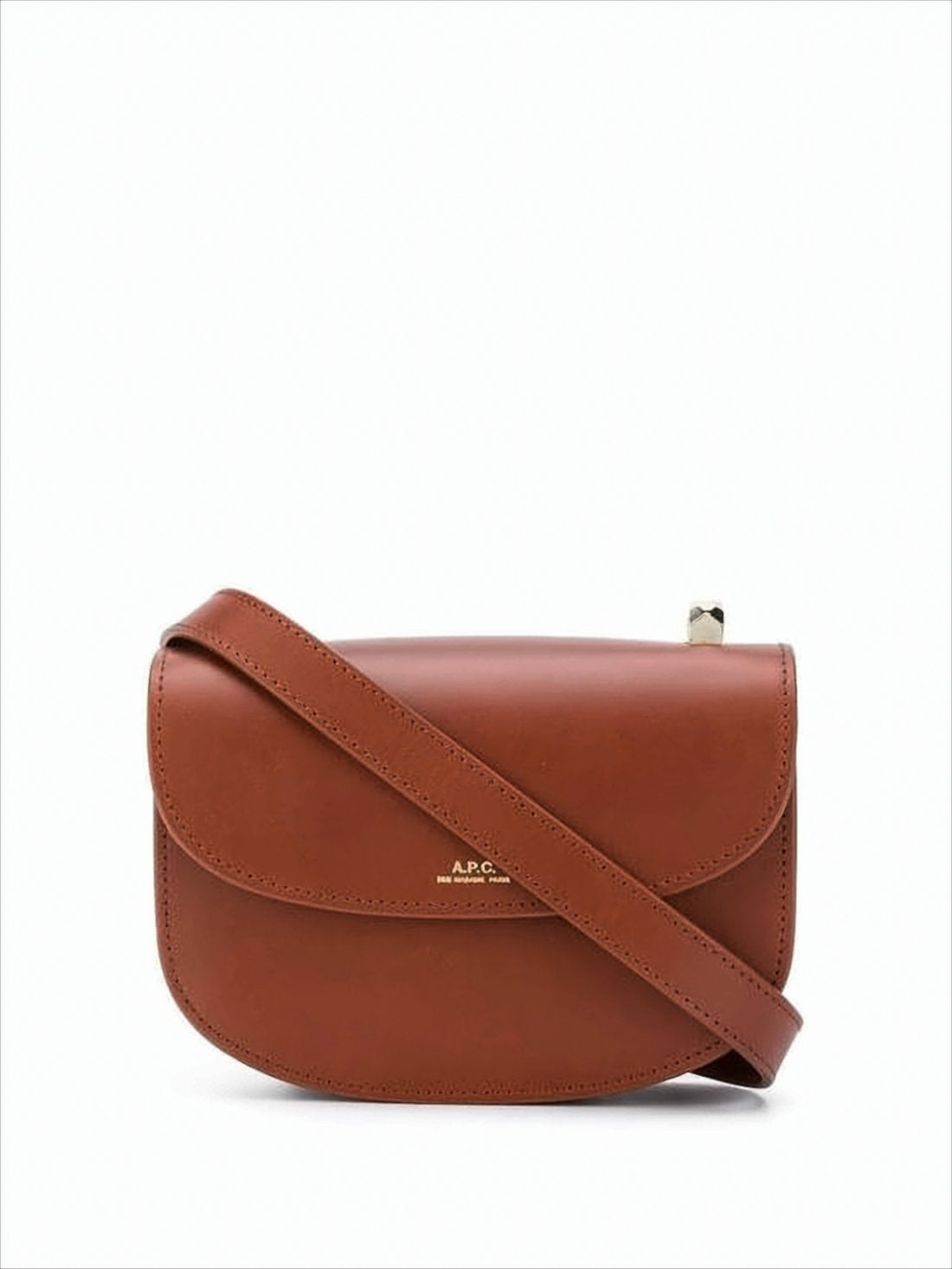 Structured Brown Cowhide Leather Crossbody Bag
