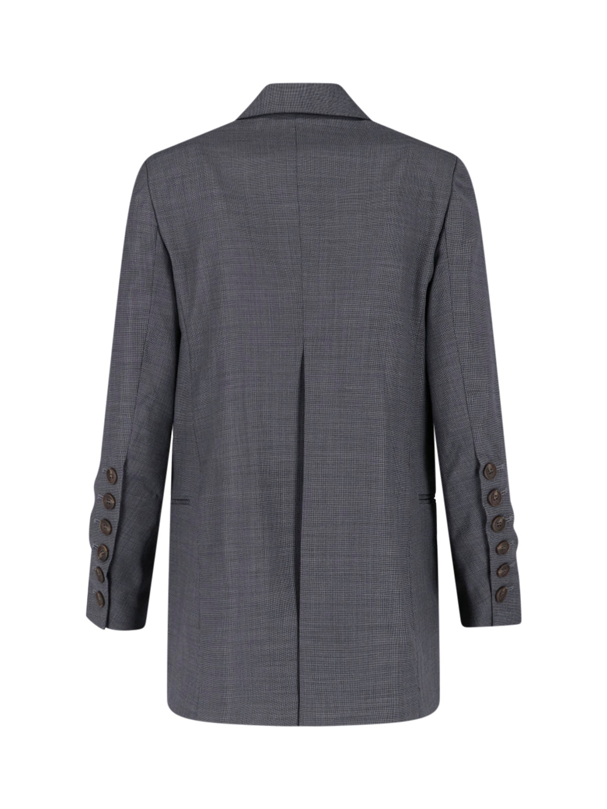 Grey Beatrice Double-Breasted Wool Blazer