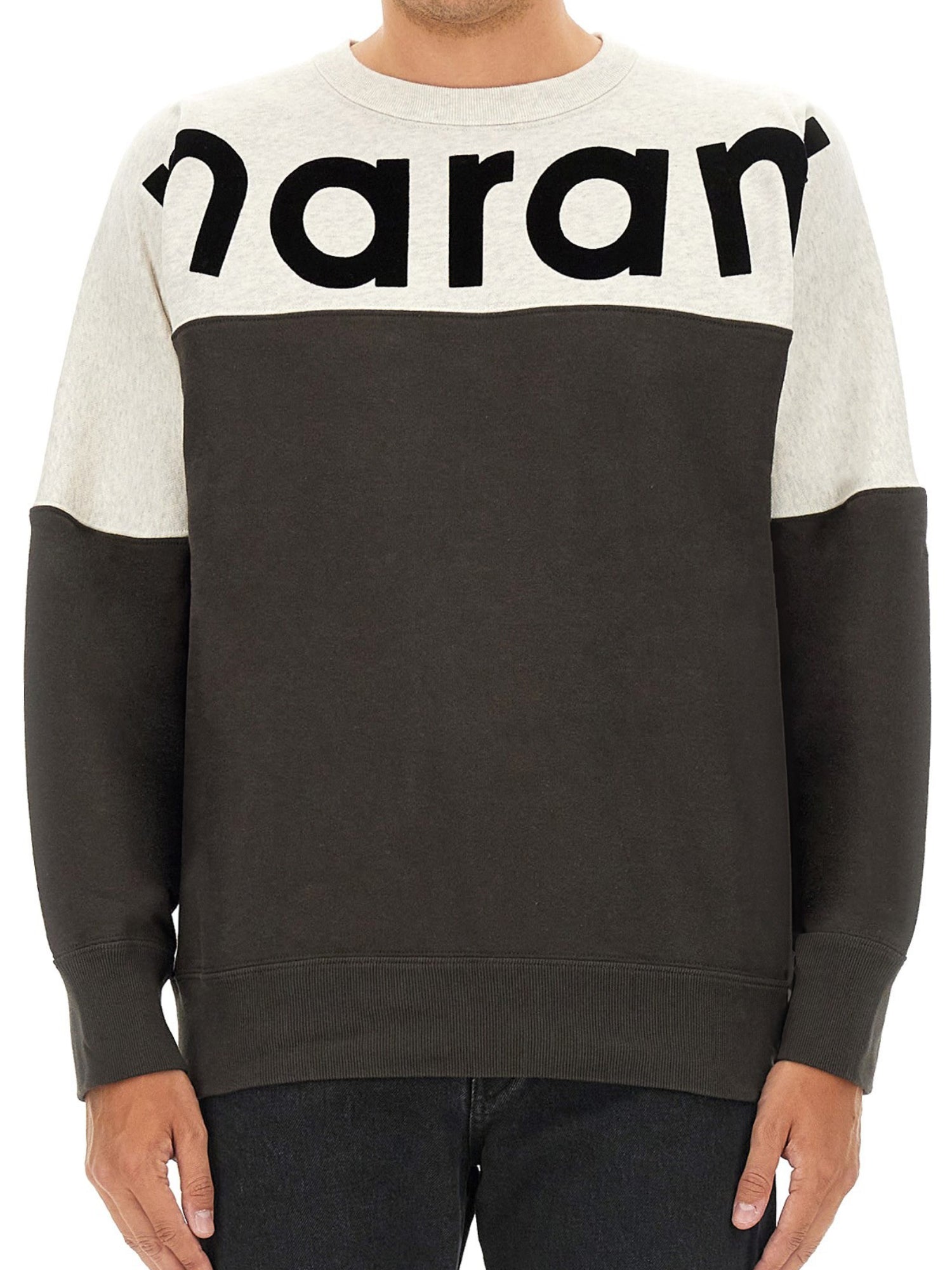Two-Tone Long-Sleeve Sweatshirt with Bold Logo