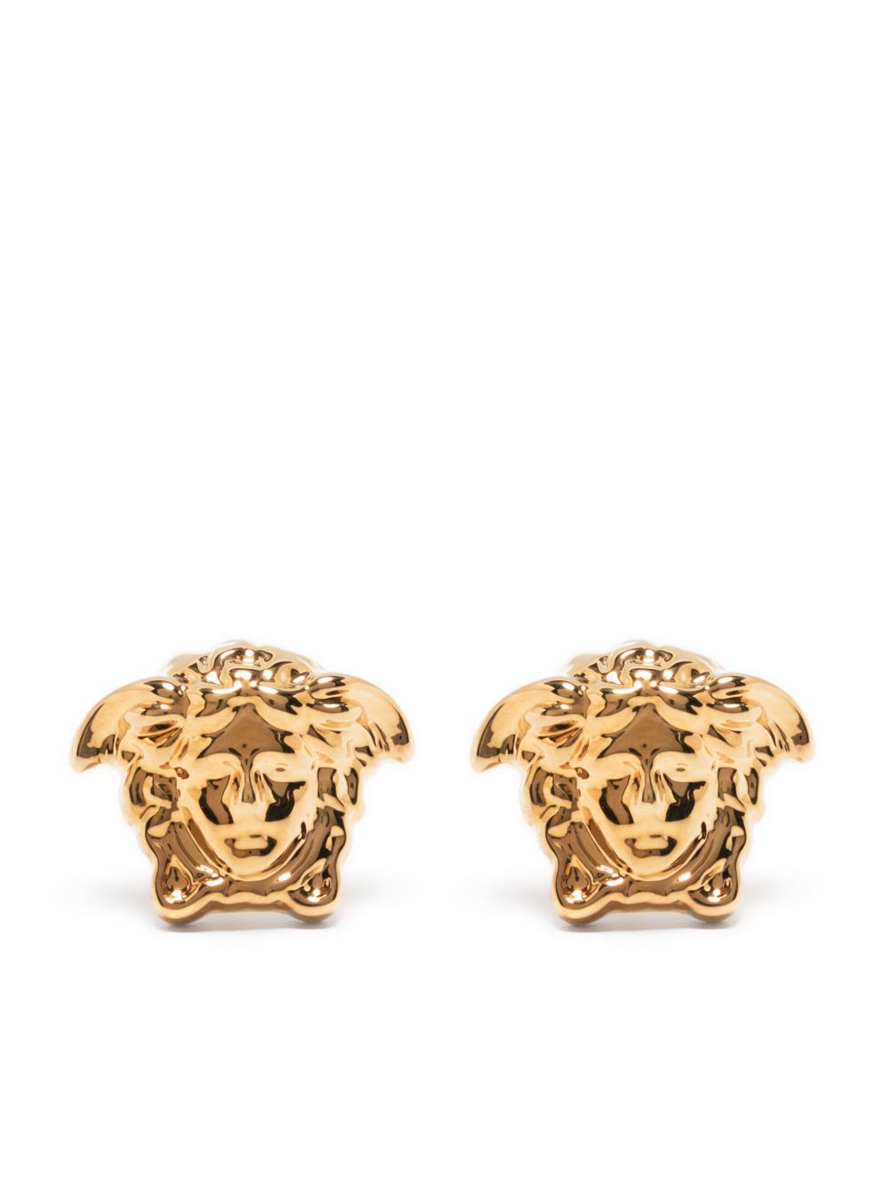 Polished Gold-Tone Medusa Plaque Stud Earrings