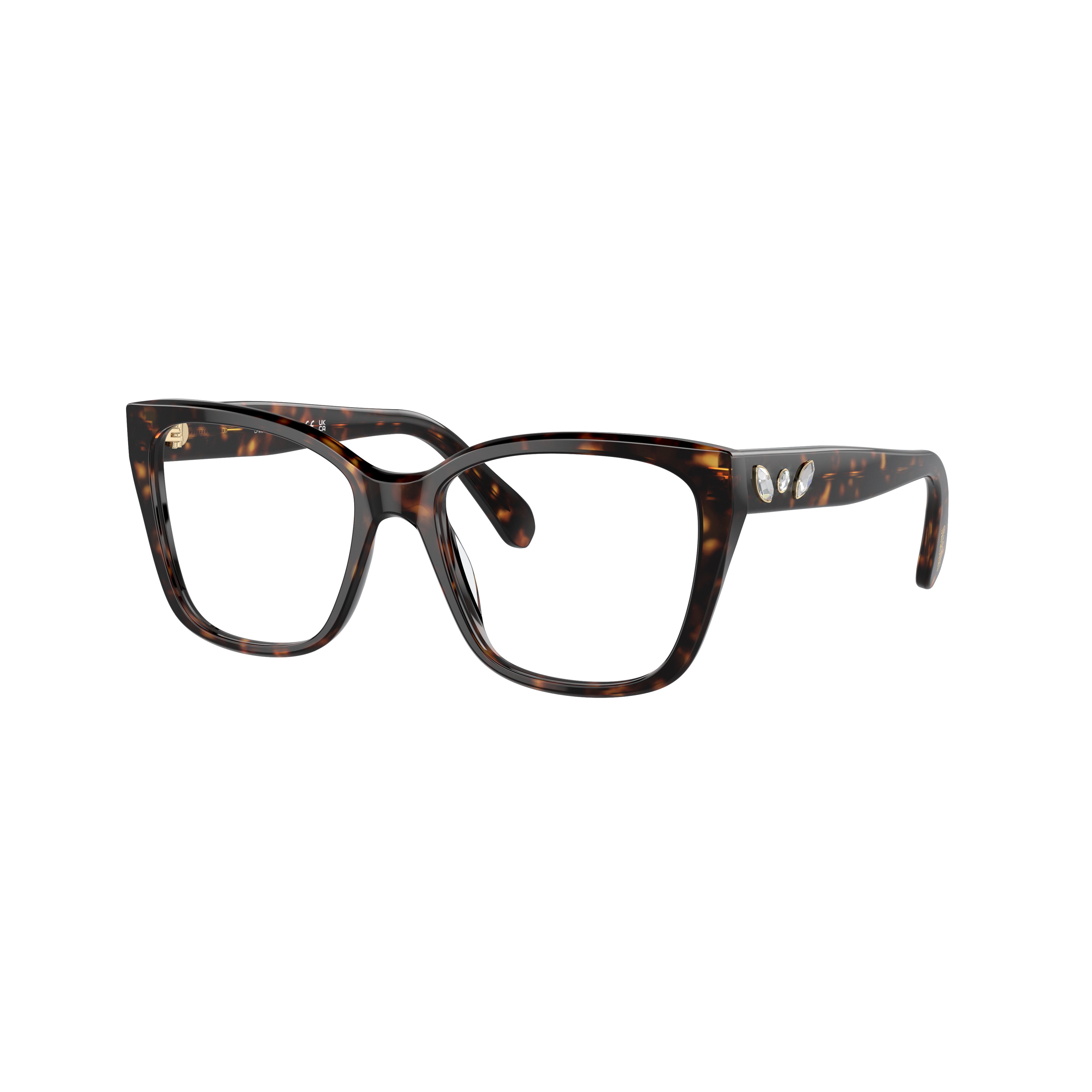 0Sk2008 Oversized Square Tortoiseshell Eyeglasses with Crystal Accents